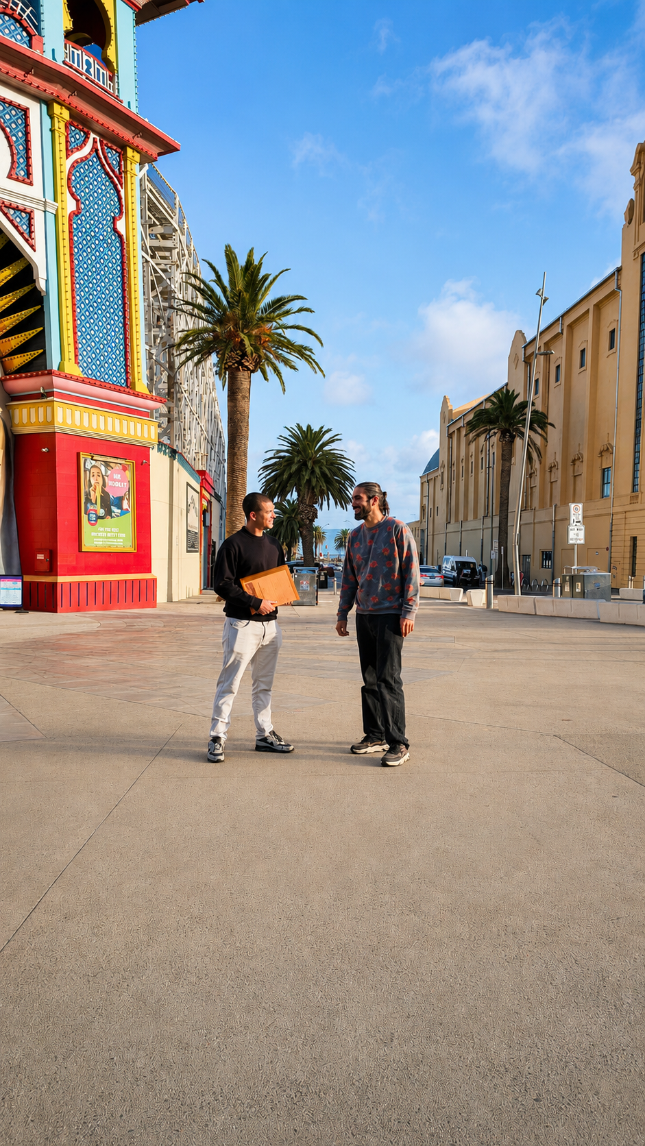 Paul avec un backpacker à Melbourne